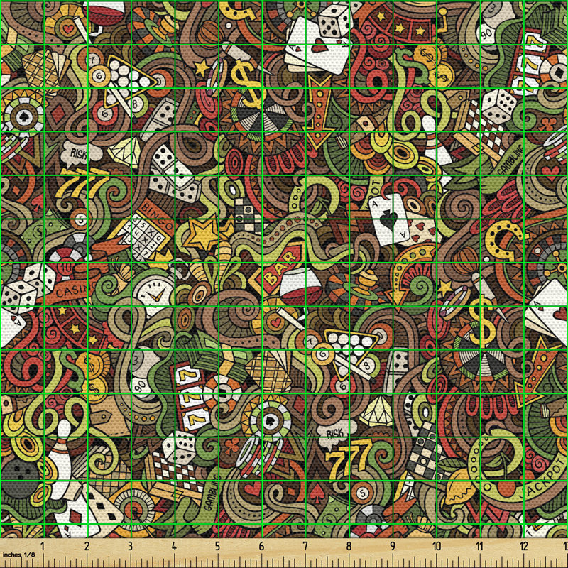 Cheriece Bingo and Cards Checkers King Tambourine Vegas Multi-Purpose Fabric