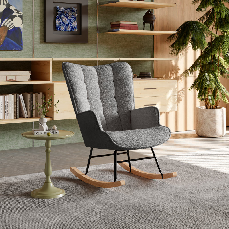 Metal Rocking Chair, Grey Teddy