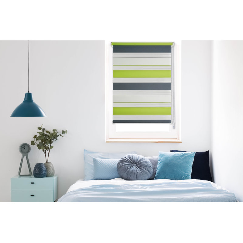 Fit-ball Room Darkening Roll-Up Blind, Fresh Green/Grey, 160 cm L x 140 cm W