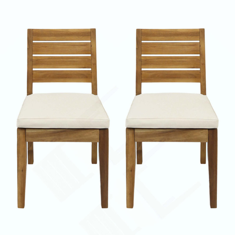 Chaise de salle à manger d'extérieur sans accoudoirs avec coussins (ensemble de 2), résistante aux intempéries et durable pour un patio
