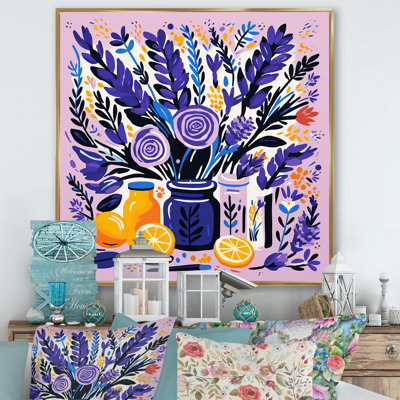 «Mauve Boho Pottery Blooms III - Boho Pottery», art mural