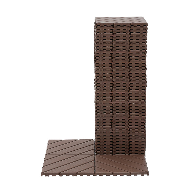 Plastic Interlocking Deck Tiles, Brown