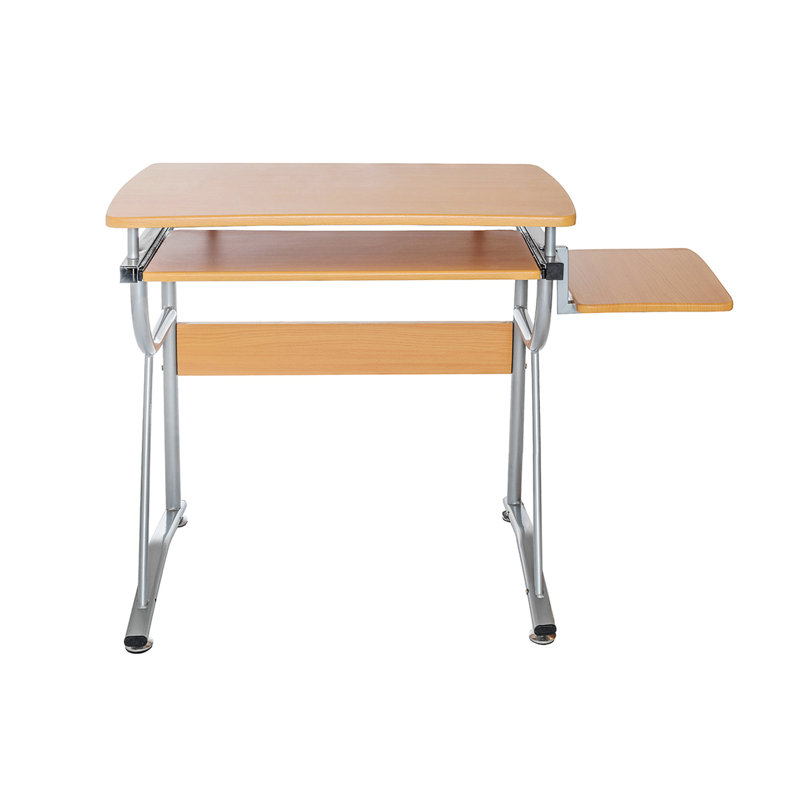 Techni Mobili Compact Computer Desk With Side Shelf And Keyboard Panel, Cherry