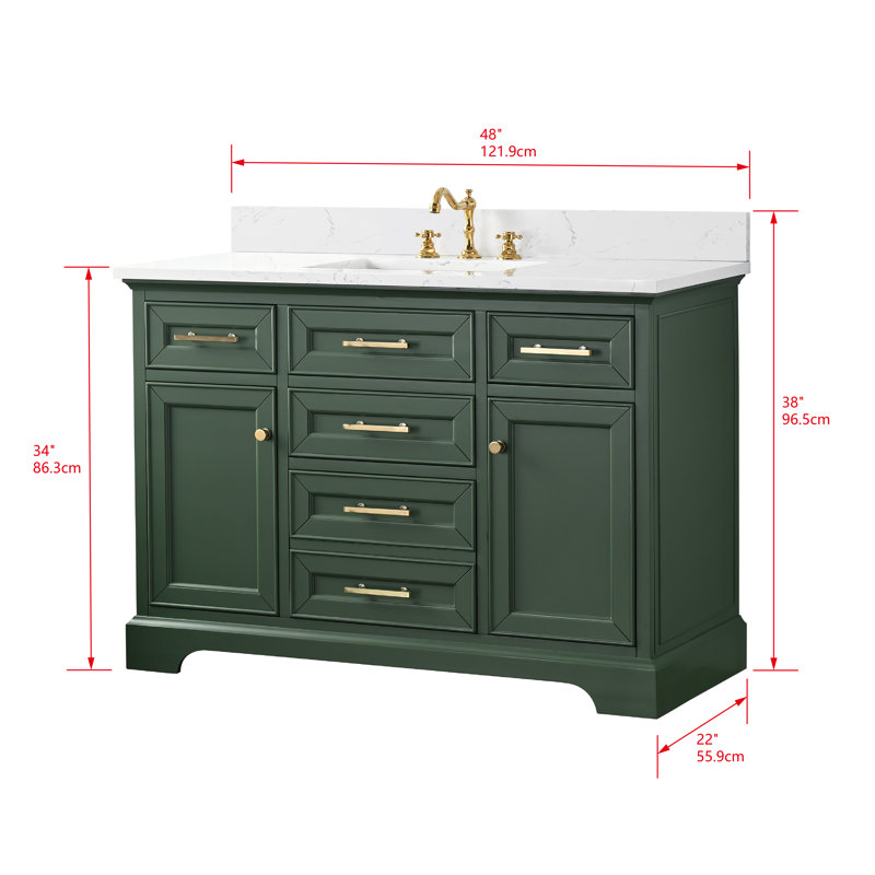 Thompson 48" W Single Vanity, Evergreen/Brushed Gold