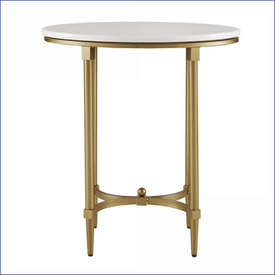 Traditional White Marble Coffee Table with Gold Metal Legs, Sturdy 85LBS Capacity, Glamorous Living Room Decor