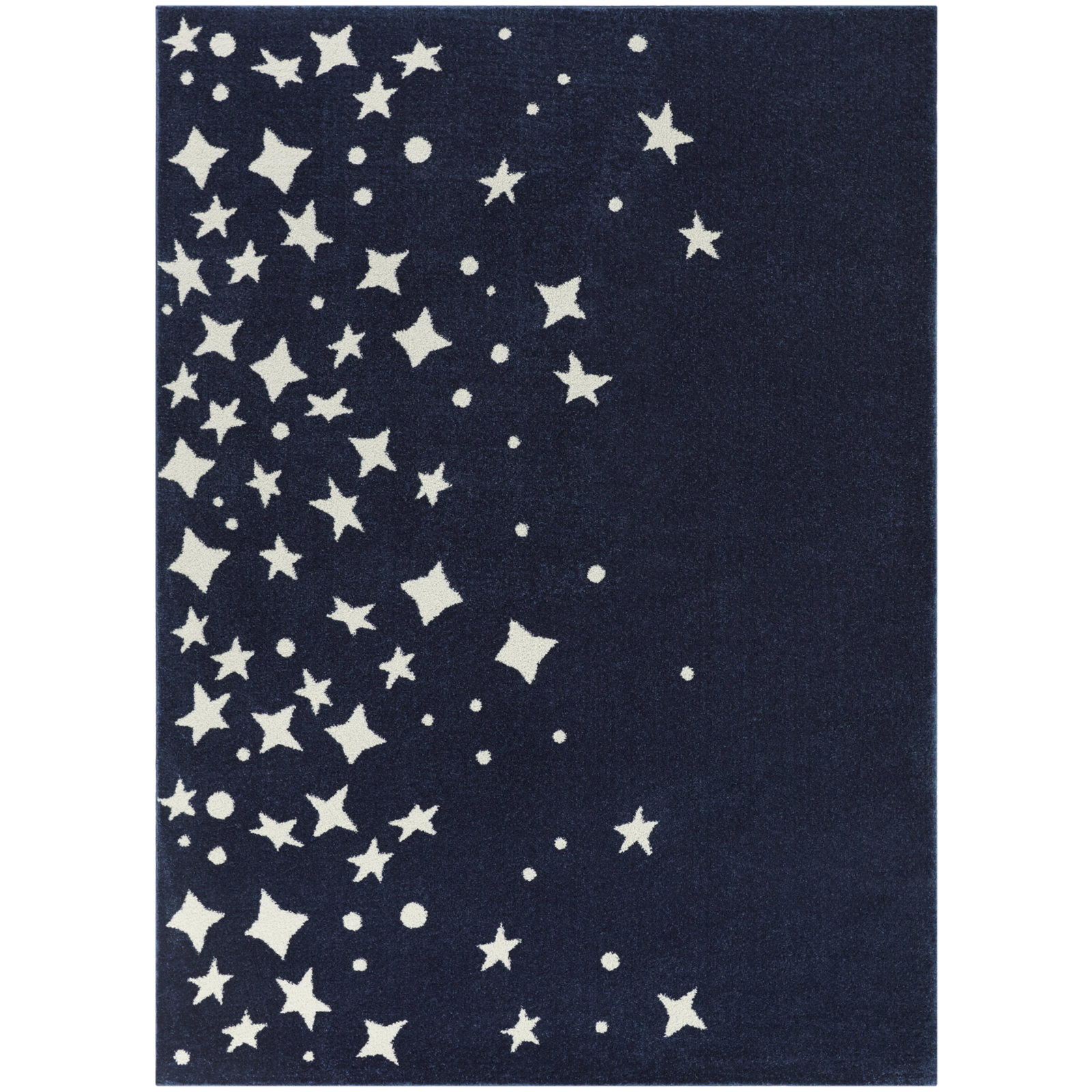 Gile Gray Rug, Rectangle 5'3" x 7', White/Navy
