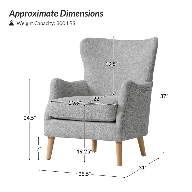 Upholstered Accent Chair, Grey