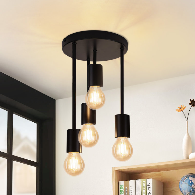 4-Light Black Flush Mount
