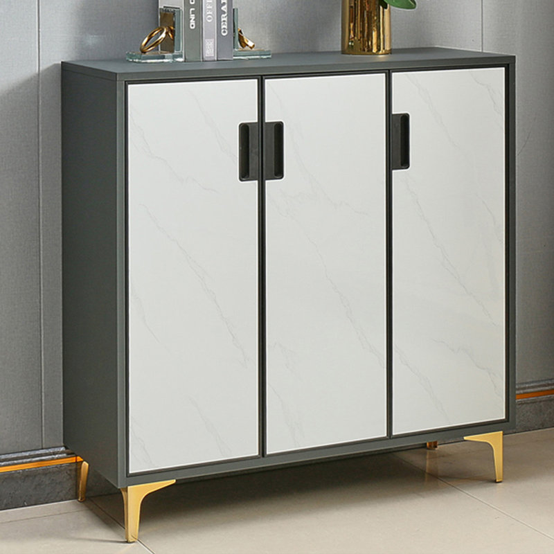 Gray + White Aluminum Shoe Storage
