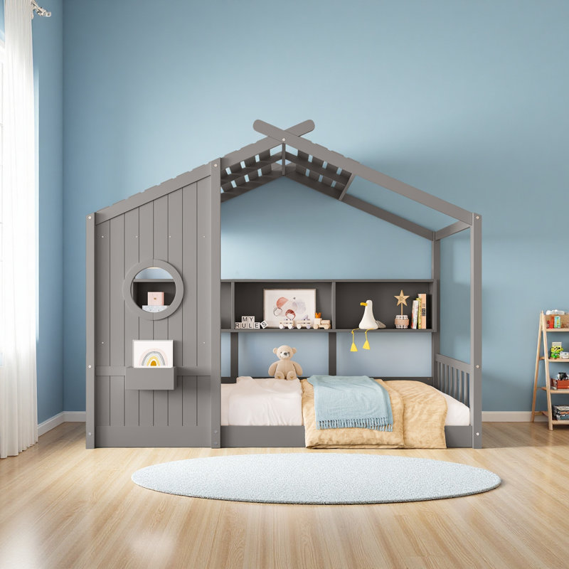 Lit simple au sol pour tout-petit, Gris