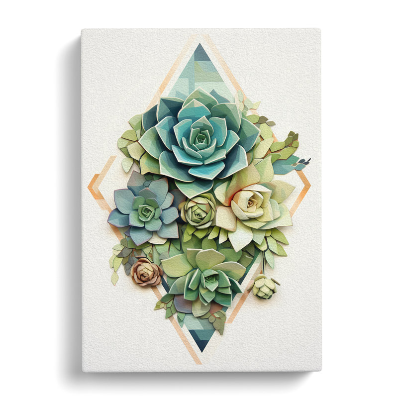 Succulent Geometric - No Frame Print, 50cm H x 35cm W x 3cm D