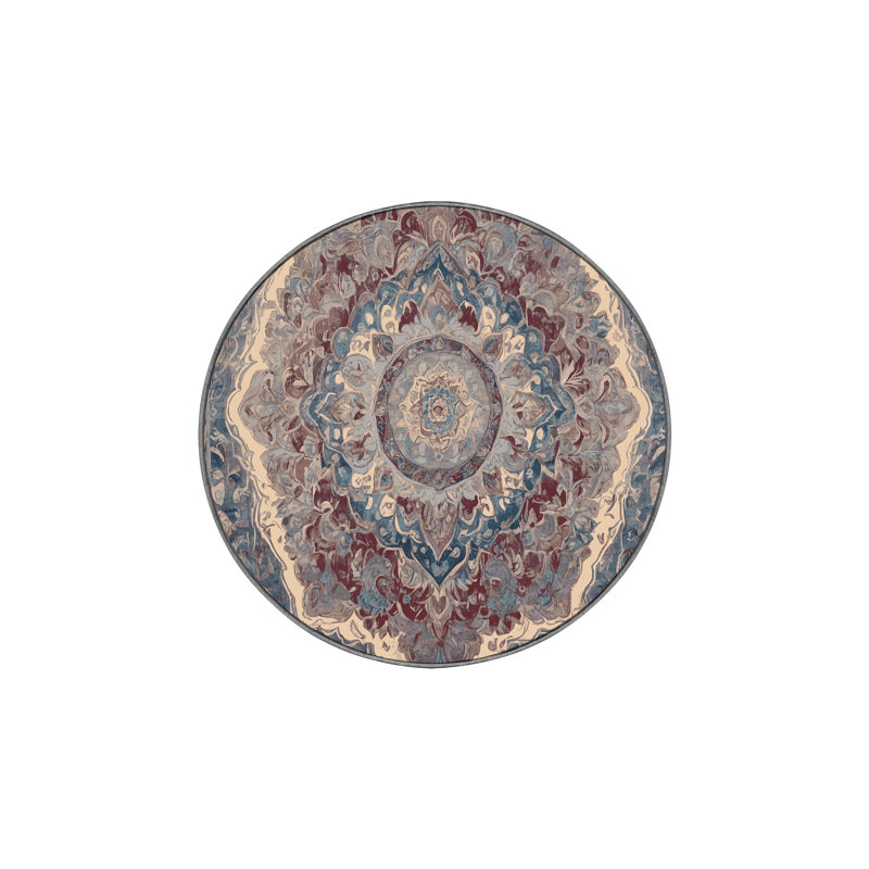 Tapis gris soyeux et moelleux, Rond 5 pi