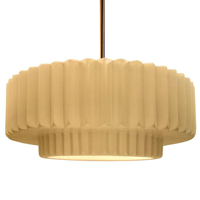 Luminaire suspendu 1 lumière Meydan, H 6 po x l 16,25 po x P 16,25 po, Jaune atténué, Laiton brossé