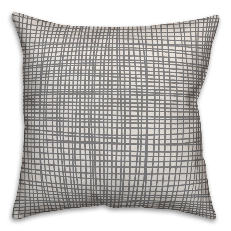  Housse et insert de coussin carré Tally, 16 po x 1 po, Tissu écossais gris