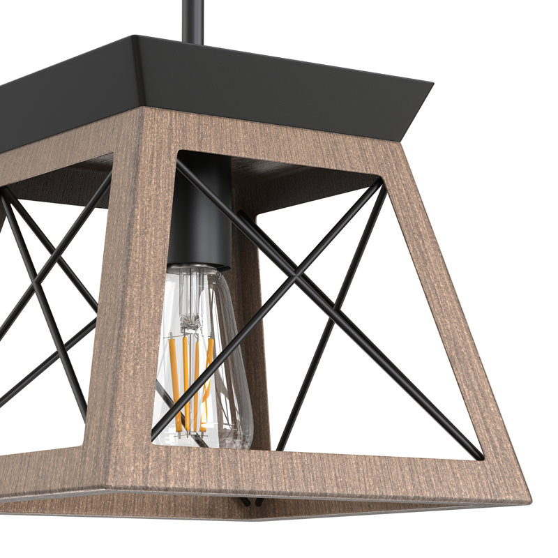 Luminaire suspendu géométrique à 1 lumière pour îlot de cuisine Farmhouse, Noyer