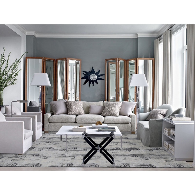 Tapis gris en laine noué à la main 10 pi x 14 pi 5 po 8B4A3B3003094AD2A1E06CF61B9E6215