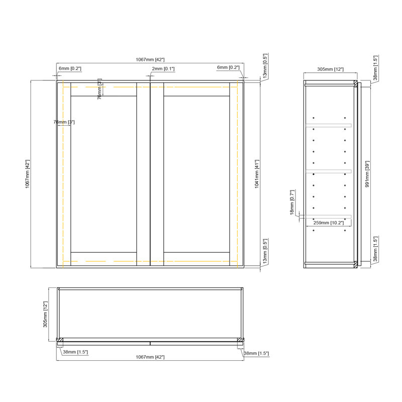 Armoire de cuisine en bois massif prête à assembler, Gris, H 36 po x l 36 po x P 12 po
