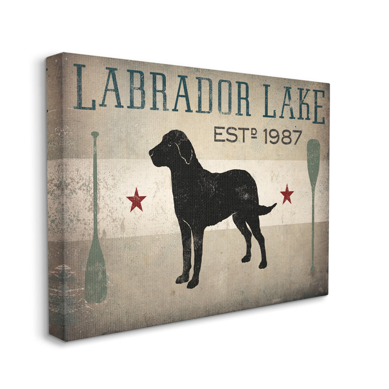 «Labrador Lake Rustic Dog Row bateau Oars Cabin Sign» par Ryan Fowler - impression, Toile tendue, H 16 po x l 20 po