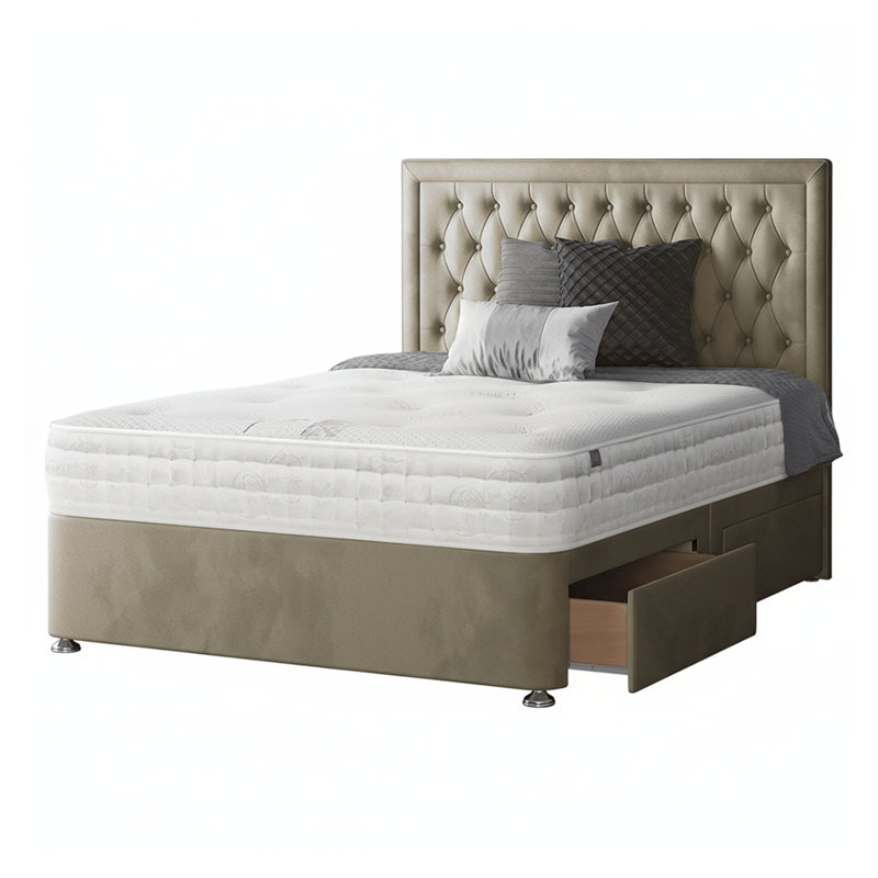 Gallego Divan Bed Base, Coffee, Small Double (4'), 4 Drawers