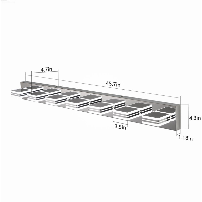 Meuble-lavabo rotatif à 7 lumières DEL sur miroir Chrome, Stainless Steel, 7, H 4,3 po x l 45,3 po x P 4,8 po, Chrome