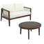 Ensemble de causeuse et de table basse d'extérieur, structure en bois d'acacia avec détails en corde, coussins beiges hydrofuges pour patio / cour arrière / terrasse-130070781