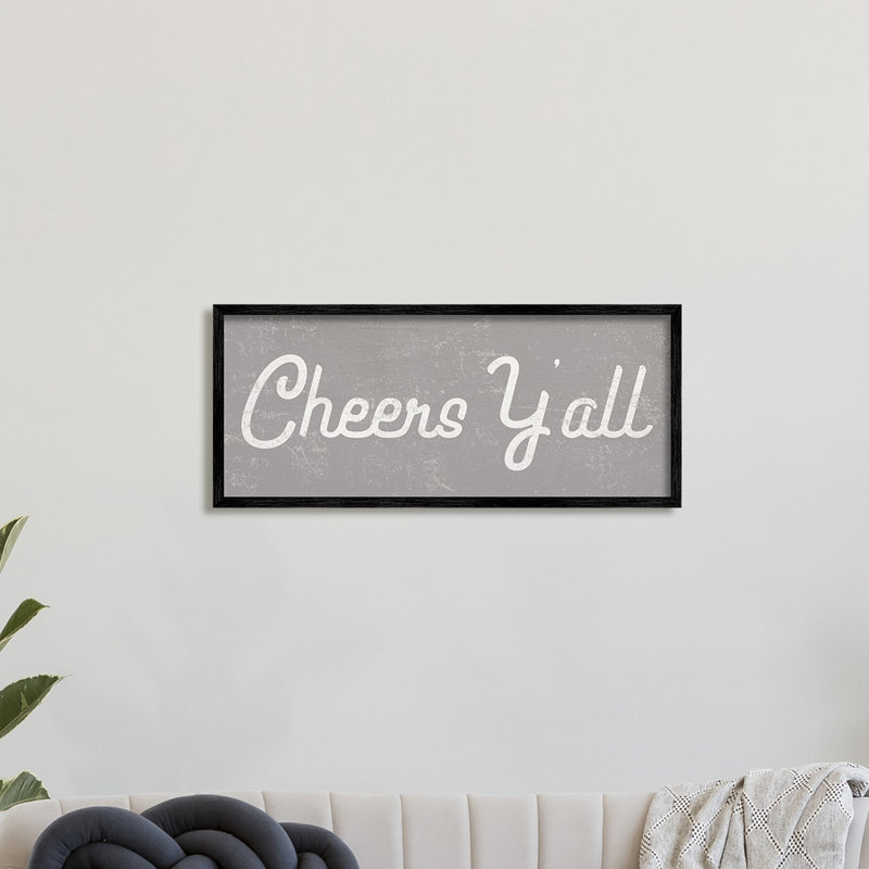 «Cheers Y'all Country Saying Happy Hour», H 13 po x l 30 po, Estampe numérique Farmhouse