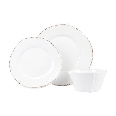 Melamine Lastra White Three-Piece Place Setting