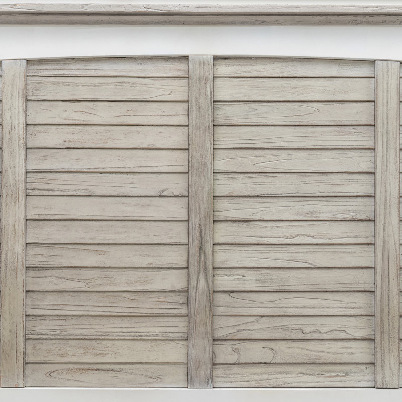 Charte - Tête de lit en bois massif - Simple - Finition gris pommelé et blanc, Lit simple