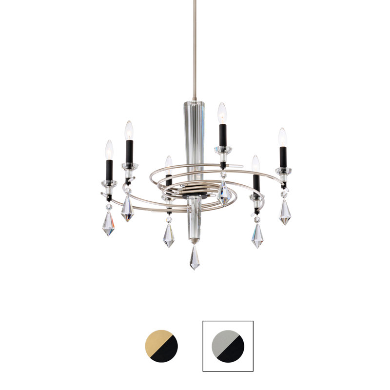 Tempest 6 Light Crystal Chandelier, Black/Soft Gold
