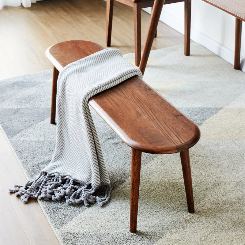 Keisey Solid Wood Bench Natural Oak Wood for Dining Bench Table Bench for Living Room , 16.14" H x 47.24" W x 11.81" D