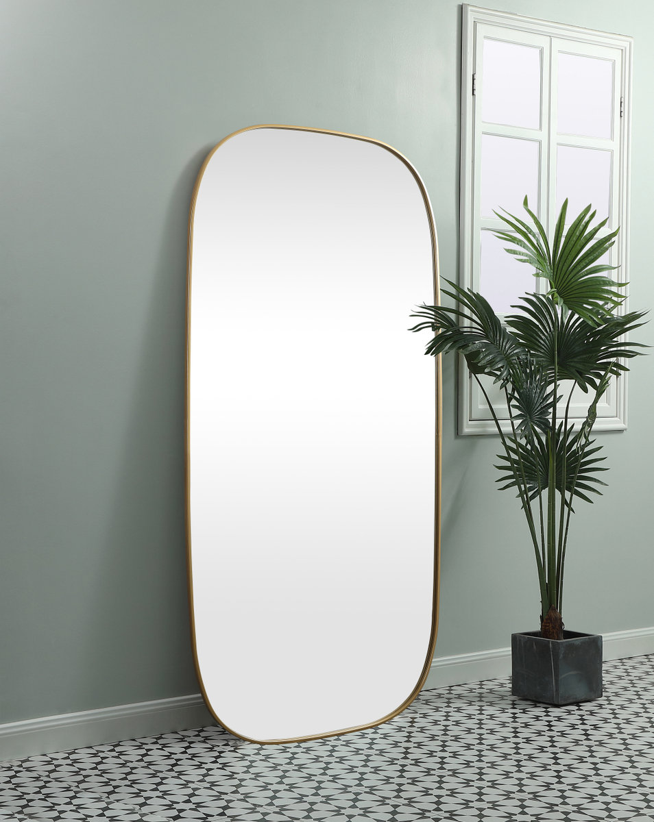 Bertin Metal Oval Wall Mirror, Brass, 60"  x 24" 