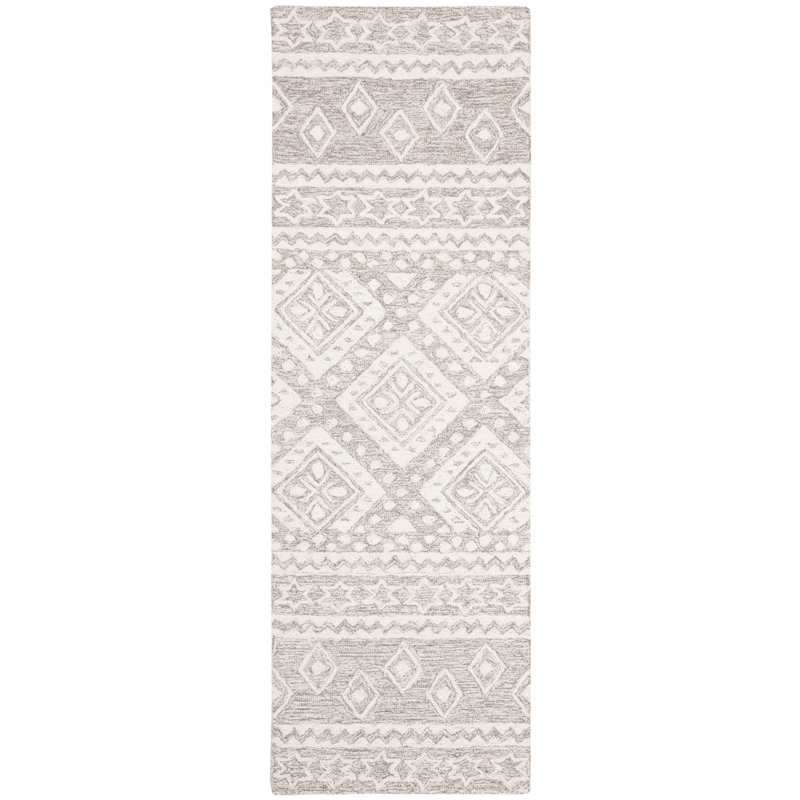 Abou Hand Tufted Wool And Cotton With Latex Geometric Rug, Runner 2'3" x 8'
