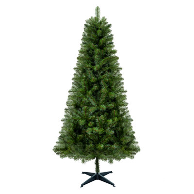 6FT Unlit Artificial Christmas Tree With 490 Tips, PVC Full Branches, Classic Green Holiday Tree With 4Leg Plastic Stand For Indoor Home Decoration