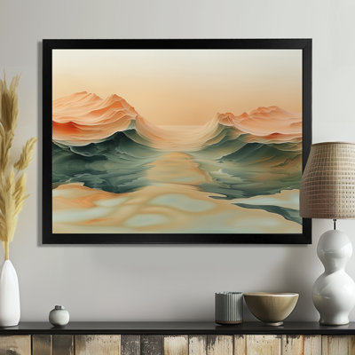 «Green Beige Magical Sunset Dunes I - Desert», reproduction d'art murale