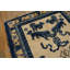 Antique Blue and Ivory Chinese Ningxia Small Foo Dog Rug