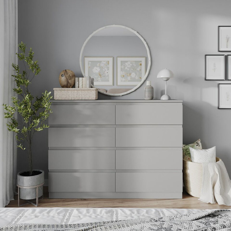 Sinahi 120cm W Chest of Drawers, Grey Carcass/Grey