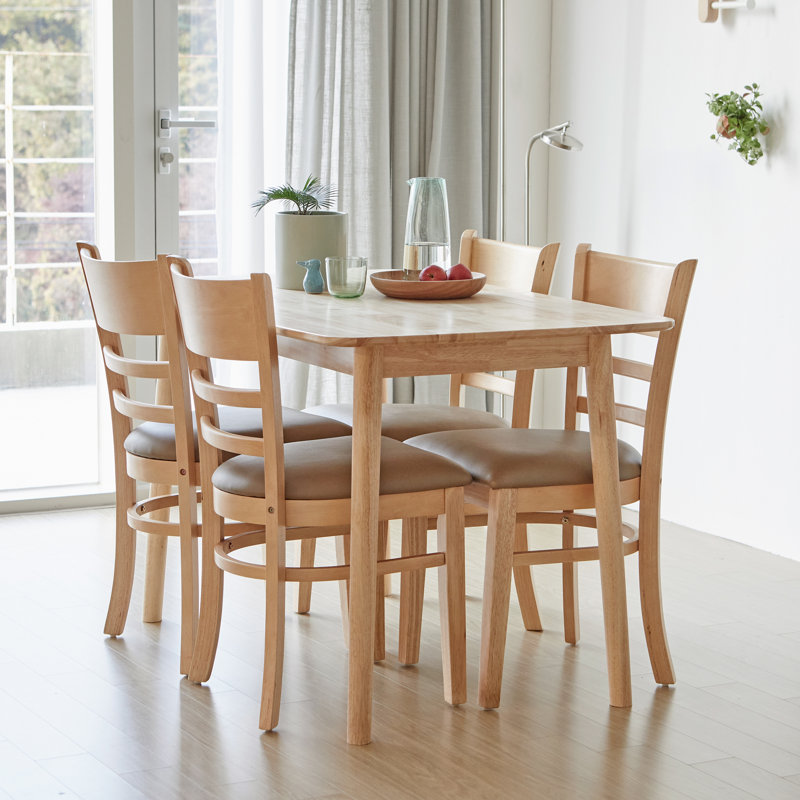 Rowley 5-Piece Solid Wood Modern Rectangular Dining Table Set with 4 Chairs, Natural