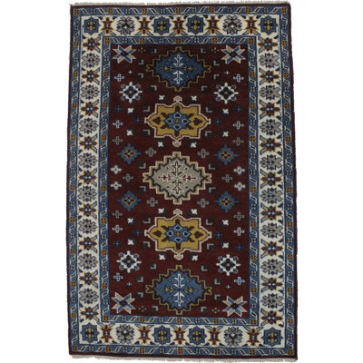 Tapis décoratif rouge vin nouée à la main oriental