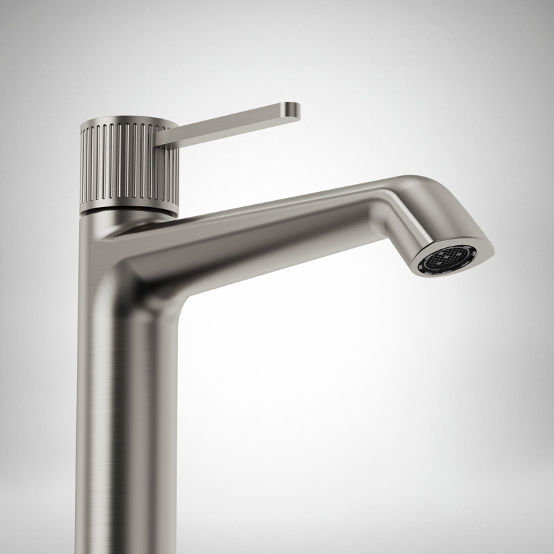 Robinet de salle de bain à un trou avec ensemble de drain, robinet de lavabo de salle de bain à poignée simple, Nickel brossé