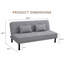 Canapé-lit futon 66,1 pouces, canapé-lit futon en lin confortable avec 2 coussins, canapé-lit convertible pour le salon, gris