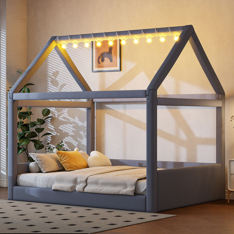 Grey Full House Daybed With Led Lighting