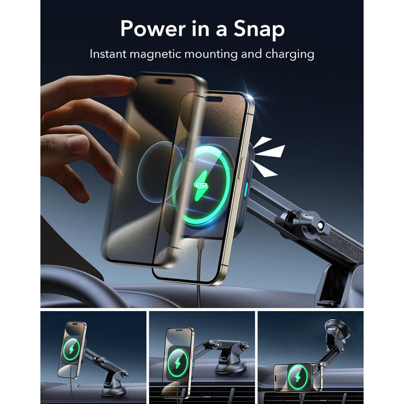ESR HaloLock Magnetic Car Wireless Charger Black