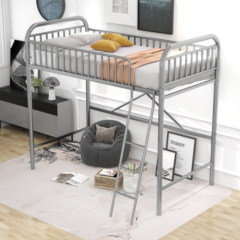 Lit mezzanine en métal Albur, Argent