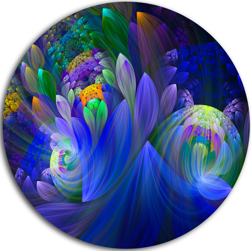 « blue fractal fleur bouquet », impression sur métal, H 36 po x l 36 po x P 1 po