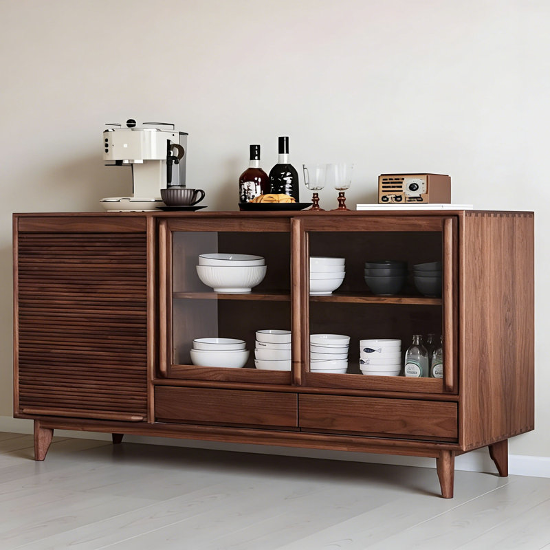 Solid wood multi-functional storage sideboard, 35.03" H x 78.74" W x 17.71" D