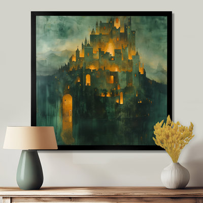Art mural vert vert et jaune de la Forteresse majestueuse I