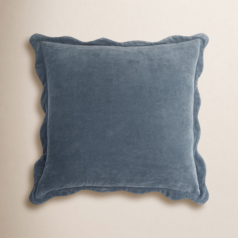 Coussin décoratif à bords festonnés Collier, H 20 po x l 20 po, polyester, Ardoise