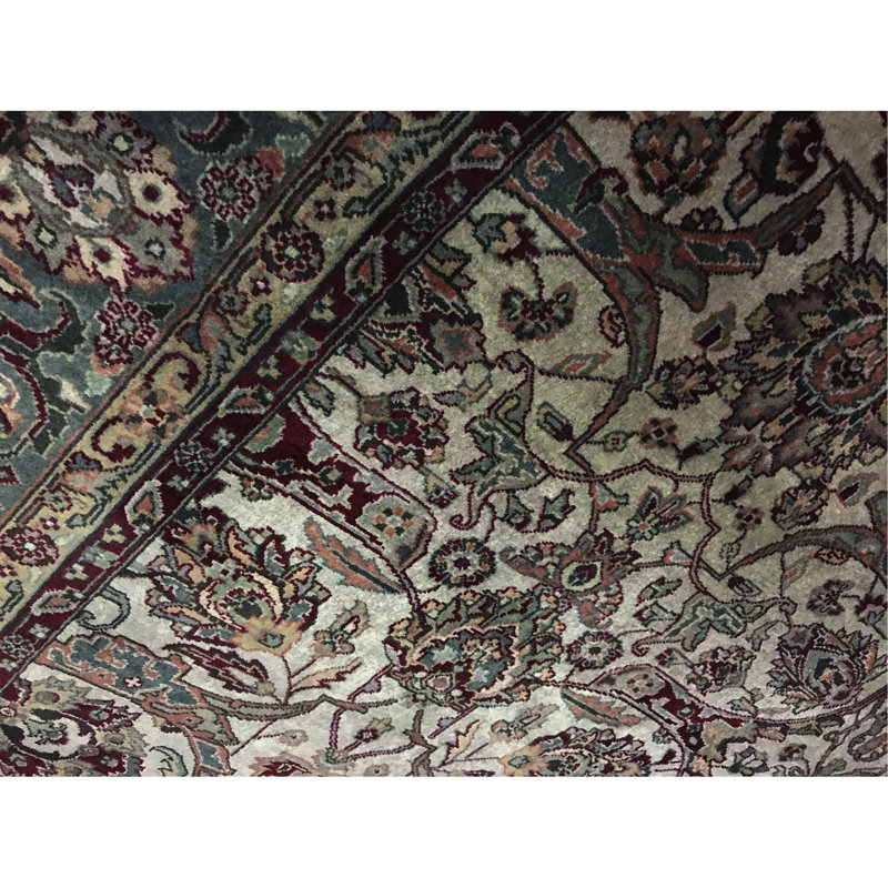 Hand-Knotted High-Quality Beige and Green Area Rug