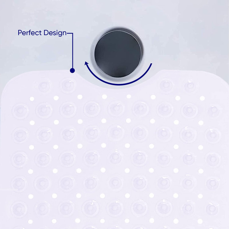 Aspire Homeware Non-Slip Polypropylene Shower Mat with Extra-Thick Suction Cups, Runner (100cm L x 40cm W), White