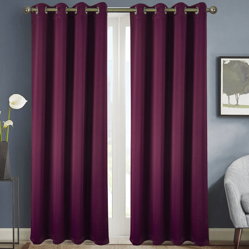 Panneau de rideau simple occultant avec œillets, Cabernet